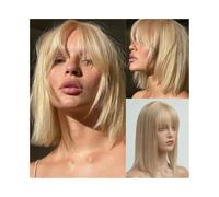 Toppers per capelli da donna Topper for capelli umani con frangia, pezzi di capelli Remy biondo chiaro da 10 pollici, base in seta da 3"×5" con clip, topper for capelli lisci for donne con capelli rad