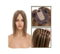 Toppers per capelli da donna Topper for capelli umani da 6-18 pollici for donne, capelli veri senza frangia 10*12 CM base in seta for iniezione Topper for capelli con clip nelle estensioni dei capelli