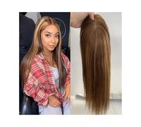 Toppers per capelli Topper for capelli umani 8-22" con meches vergini, pezzi di capelli umani lisci 5"x5" base in pizzo svizzero con 4 clip for donne con perdita di capelli, capelli diradati Topper pe