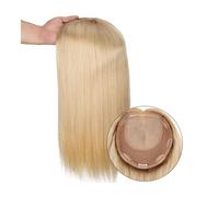 Toppers per capelli Topper for capelli umani for donne, 16/18 pollici, pezzi di capelli lisci dall'aspetto naturale, 6"x6,5" con base in pizzo for cuoio capelluto finto, clip in Remy Hair Toppers Topp