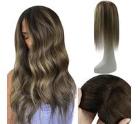 Toppers per capelli Topper for capelli umani lisci da 10-18" for donne, 13×13 cm, ampia superficie, simulazione del cuoio capelluto, base mono, pezzi for capelli con 4 clip, toppers for capelli brasil