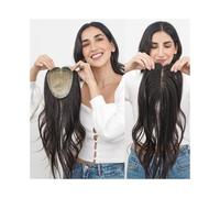 Toppers per capelli Topper for capelli umani ondulati for donne 15x16 cm base in pelle di seta con PU intorno, pezzo di capelli vergini europei ondulati da 8"-22" for capelli folti Topper per parrucch