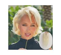 Toppers per capelli Toppers for capelli biondi chiari Toppers for capelli umani annodati a mano da 12 pollici con riga centrale for donne 3,5"×4" Base in seta Clip in Remy Hair Toppers Topper per parr