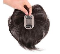 Toppers per capelli umani da donna con capelli diradati, clip in seta da 5,1 x 7,6 cm, 17 cm, colore nero naturale di Yanamy