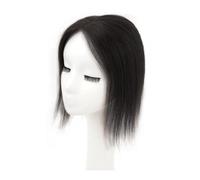 Toppers per capelli umani per donne, clip in pizzo a mano con chiusura a cuneo, capelli leggeri per capelli sottili e grigi, estensioni dei capelli di base 9 x 11 cm (nero naturale senza paura, 40 cm)