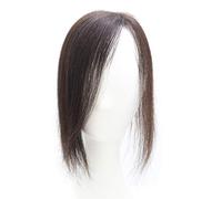 Toppers veri capelli umani 28 cm Clip in Mono Top Crown Hairpieces per diradare i capelli (marrone scuro)