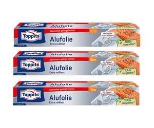 Toppits Alluminio Extra Resistente 3X 10M Con Doppia Forza Al Velo D'Alluminio