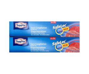Toppits Safeloc - Sacchetti per congelatori con cerniera, 3L, 15 pezzi