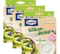 Toppits Set di 3 coperchi in silicone, estensibili, ermetici, riutilizzabili, trasparenti, per alimenti, Ø 5, 8, 11 cm
