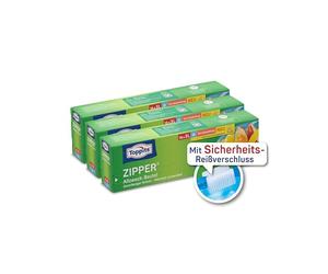 Toppits Zipper sacchetto multiuso 3 x 18 pezzi - Pellicola speciale resistente agli strappi, riutilizzabile, trasparente