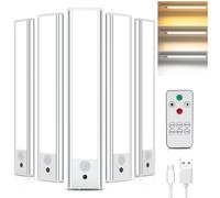 TOPPLEE Led Sottopensile Cucina, 20.5CM Luce Led Sottopensile con Telecomando, 3000K-6500K Dimmerabile Luci LED Cucina con Sensore di Movimento per Armadio Scale Corridoio, 5 Pezzi