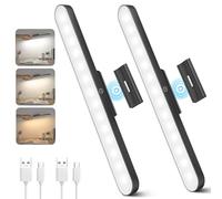 TOPPLEE Luce LED Sottopensile 2Pezzi Luce Sottopensile Cucina LED Magnetica Controllo Touch Dimmerabile Luce Notturna Luce Scrivania Ricaricabile USB per Sottopensile, Cucina, Lettura, Lavorare