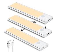 TOPPLEE Luce Sottopensile Cucina, 3pcs 15cm LED Con Sensore, 3000K Illuminazione per Armadio, Scale, Corridoio, Garage, Letto
