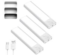 TOPPLEE Led Sottopensile Cucina, 3pcs 15cm Luce Armadio Led con Sensore, 6500K Luce Led Sottopensile, Led Armadio Sensore Movimento per Cucina Armadio Scale Corridoio Garage Letto