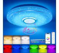 TOPPLEE Plafoniera LED Dimmerabile,30CM Lampada da Soffitto RGB Rotonda 3000K-6500K con Telecomando e Altoparlante Bluetooth per Camera da Letto,Soggiorno,Bagno,Sala da Pranzo,Corridoio