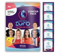Topps EM 2025 Svizzera | Starter pack con album + 5 sacchetti aggiuntivi per adesivi | album vuoti | sacchetti ciascuno 6 adesivi | set di adesivi da calcio per collezionisti e bambini
