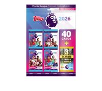 Topps Premier League 2026 - Edizione di debutto - Mega Multipack - contiene 40 carte più 3 carte classiche LE casuali.