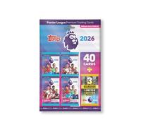 Topps Premier League 2026 - Edizione di debutto - Mega Multipack - contiene 40 carte più 3 carte classiche LE casuali.