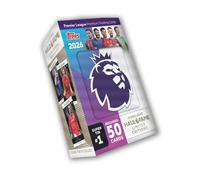 Topps Premier League 2026 - Edizione Debutto - Super Tin #1. Contiene 50 carte più 3 carte LE Hall of Fame.