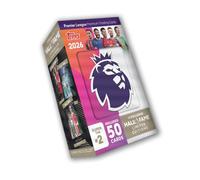 Topps Premier League 2026 - Edizione di debutto - Super Tin #2. Contiene 50 carte più 3 carte Hall of Fame LE.