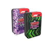 Topps Turbo Attax Formula 1 2025 - Confezione di mega lattine - in esclusiva online! Include le mega lattine Lightning Lids e Shakedown in bundle.