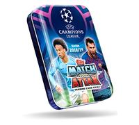 Topps UCL Match Attax 2018/19 Mega Tin - 50 carte, 39 standard, 5 glitterate, 15 esclusive, 1 limitata (casuale) - Scatola di carte collezionabili calcio UEFA