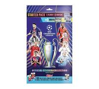 Topps UEFA Champions League Stickers 24/25 - Starter Pack - contains an 80 page sticker album and 3 packets (18 stickers), one of which is a lucky packet with an extra special shiny sticker inside!