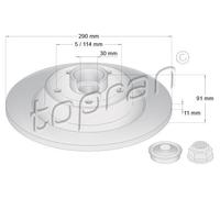 TOPRAN 2x Dischi-Freno Ø290 Pieno per Renault Megane IV Grand K9A/M _