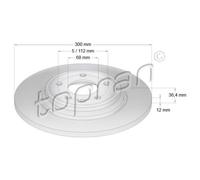 TOPRAN 2x Disco Ø300mm Posteriore Sinistra Pieno per Audi A4 Avant 2.0 Tdi A6