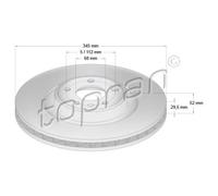 TOPRAN 2x Disco Ø345mm Frontale Ventilato per Audi A4 Avant 2.0 Tdi 1.8 TFSI