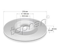 TOPRAN 2x Disco Freni Anteriore Ø278mm per Ford Fiesta VI B-Max JK 1.0 Ecoboost