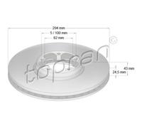 TOPRAN 2x Disco Freni Anteriore Ø294mm Ventilato per Ford Transit Van Fa _ 2.0