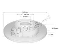 TOPRAN 2X Disco Freno Anteriore Ø280 Mm Completo Per Audi 80 8C B4 2.0 1.9 TDI