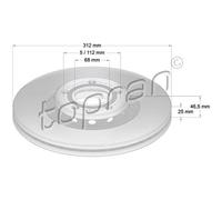 TOPRAN 2X Disco Freno Anteriore Ø312 Mm Ventilato Per Audi A4 8E2 B6 2.0 1.6 8E5