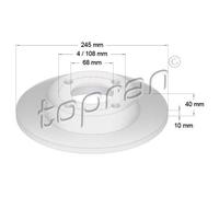 TOPRAN 2x Disco Freno Posteriore Ø245 MM Pieno per Audi 80 89 89Q 8A B3 1.8 S