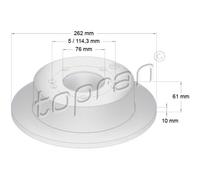 TOPRAN 2x Disco Freno Posteriore Ø262 MM Pieno per Tucson Jm 2.0 Sonata V