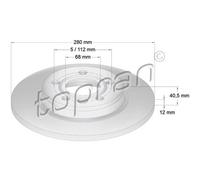 TOPRAN 2x Disco Freno Posteriore Ø280 MM Pieno per VW Transporter IV Bus 70XB
