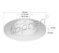 TOPRAN 2x Disco Freno Posteriore Ø294 MM Pieno per VW Transporter IV Bus 70XB