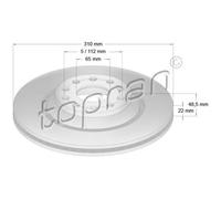 TOPRAN 2X Disco Freno Posteriore Ø310 Mm Ventilato Per VW Passat Variant 3G5 2.0