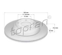 TOPRAN 2x Disco Freno Posteriore Ø320 MM Ventilato Rivestito per BMW X3 E83 3.0d