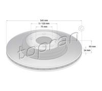 TOPRAN 2x Disco Freno Posteriore Ø345 MM Ventilato per BMW 5er Touring F11 520d
