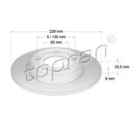 TOPRAN 2x Disco Posteriore Ø239 Pieno per Audi Tt Roadster 8N9 1.8 T Quattro