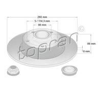 TOPRAN 2x Disco Posteriore Ø260 Pieno per Renault Scénic III JZ0/1_ 1.5 DCI