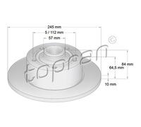 TOPRAN Dischi-Freno Ø245 MM Pieno Rivestito per Audi A4 8D2 B5 8D5
