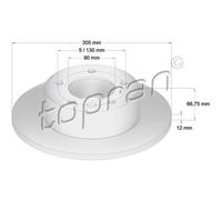TOPRAN Dischi-Freno Ø305 MM Pieno per Opel Movano Pritsche/Telaio U9