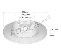 TOPRAN Dischi Freno Anteriore Ø238 MM per Renault Clio II Twingo I Megane