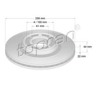 TOPRAN Dischi Freno Anteriore Ø258 MM Ventilato per Renault Ca J5_Kangoo / Grand