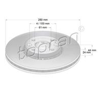 TOPRAN Dischi Freno Anteriore Ø280 MM Ventilato per Renault Ca Dokker I 701 101