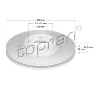 TOPRAN Dischi Freno Anteriore Ø300 MM Ventilato per Opel Mokka / X Trax 208 343