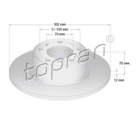 TOPRAN Dischi Freno Anteriore Ø302 MM Pieno Adatto A per BMW 5er E34 500 561